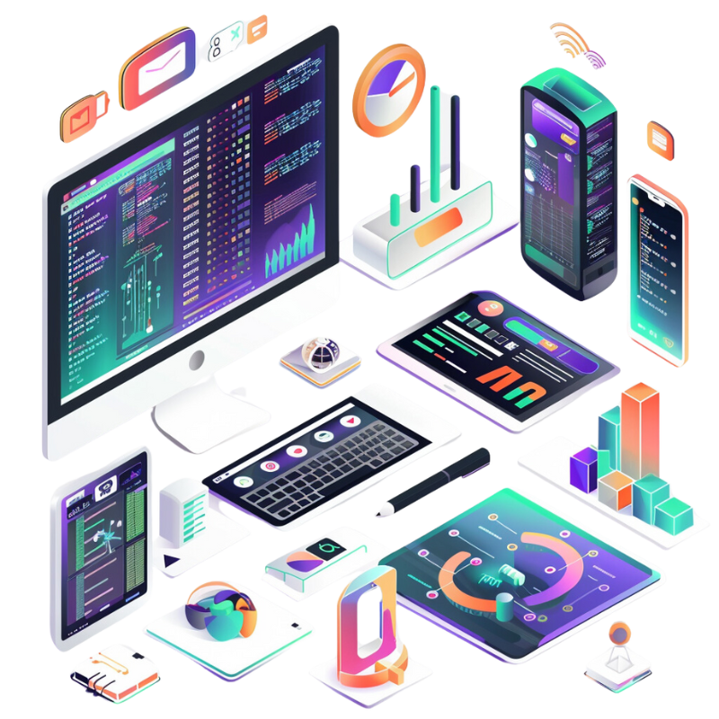 a computer and devices with different graphics